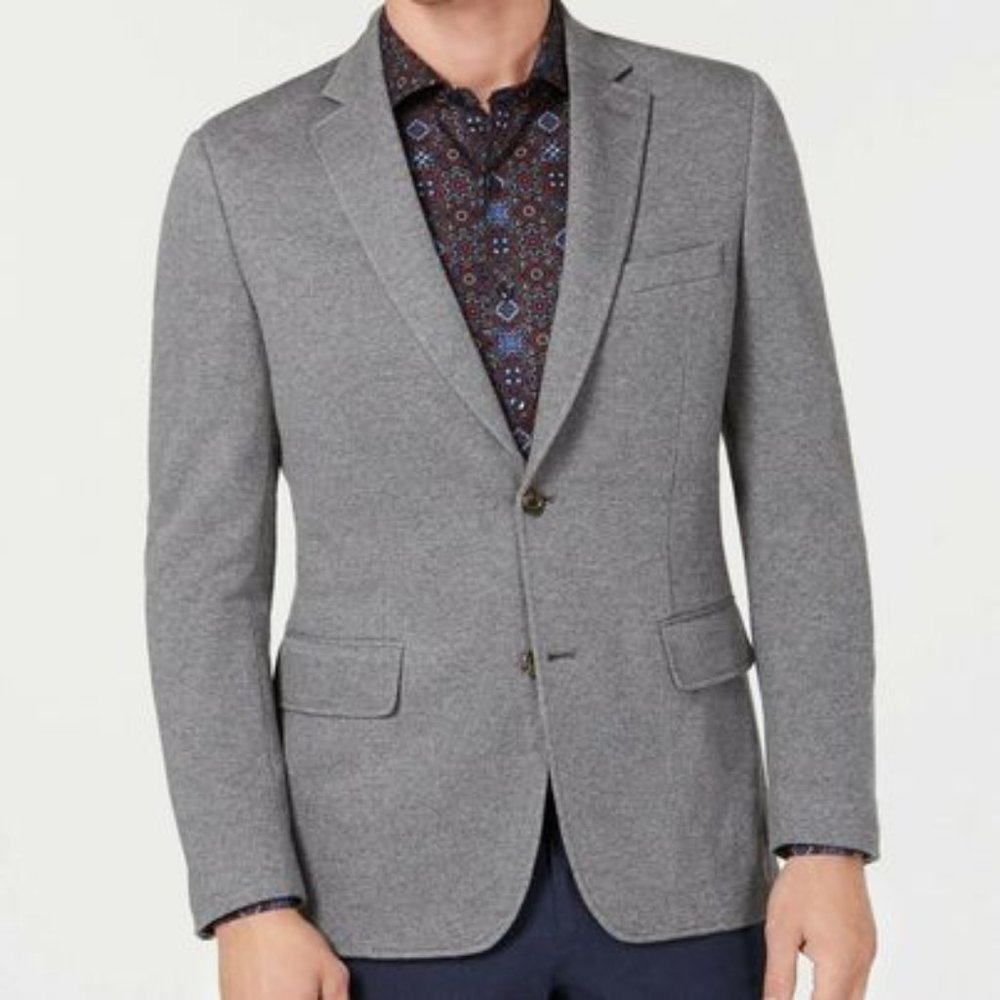 NWOT Tasso Elba Men's Emilio Knit Stretch Cotton Blend Sport Coat Grey 2XL